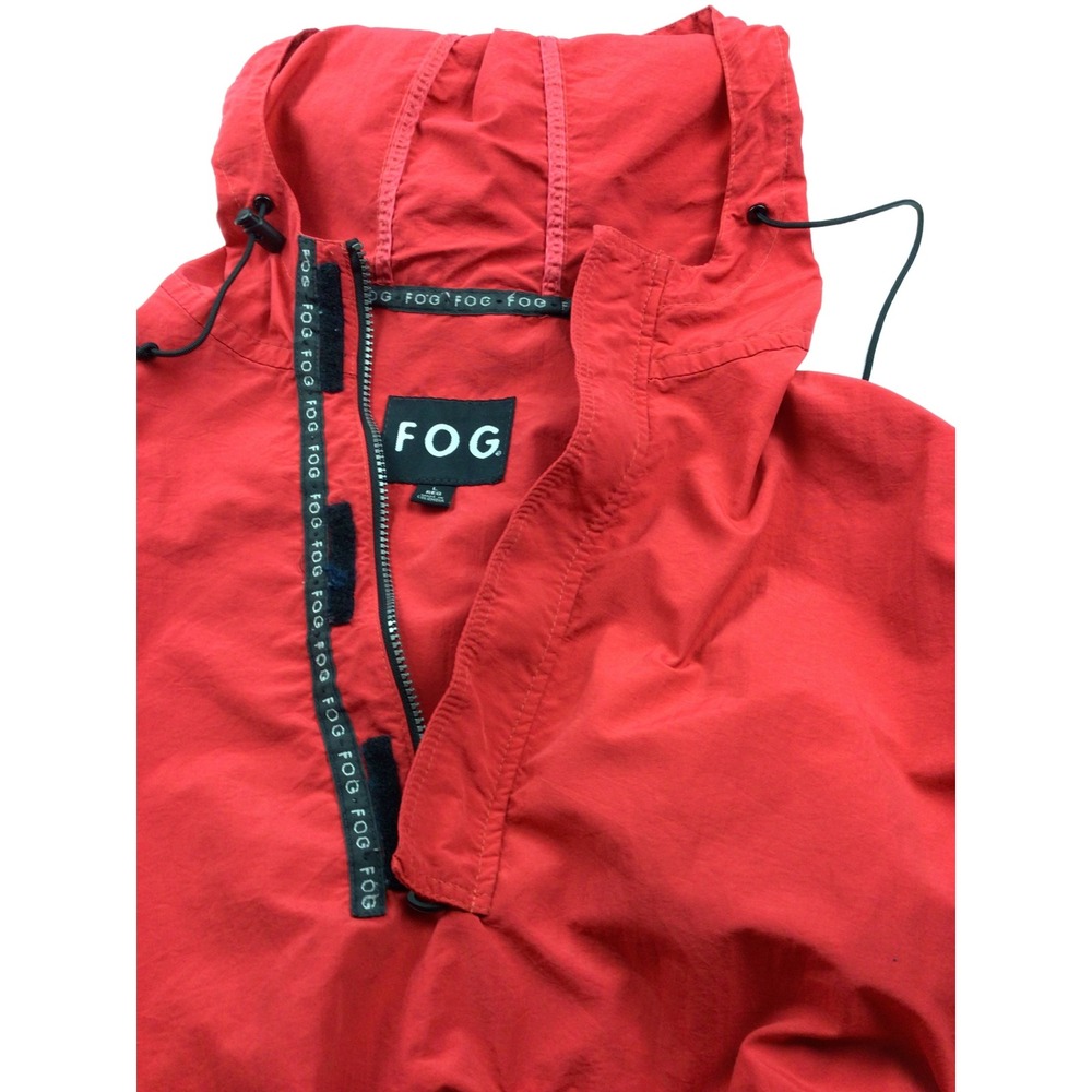 FOG Jacket‎ Pullover Windbreaker Hooded Red Logo Men Sz. Lg  *READ